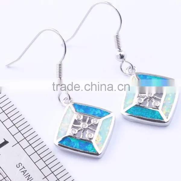 925 Sterling Silver Mluti Color Opal Inlay Gemstone Drop Earrings With Cubic Zircon photo-2