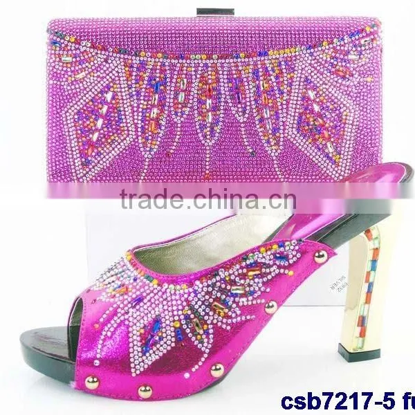 CSB7217 Top Fashion Latest Fashion Woman Italy Style High Heel Shoes and Glitter Bags photo-5