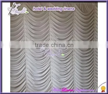 300*300cm White Factory Direct Sale European Style Wedding Backdrops Curtains With Water Wave Pleats photo-2