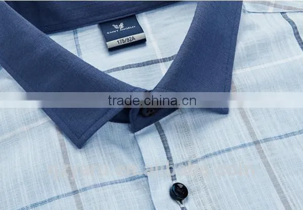 Men's Latest Business Cotton Linen Comfortable Gentlmen Long Sleeve Plaid Shirts photo-5