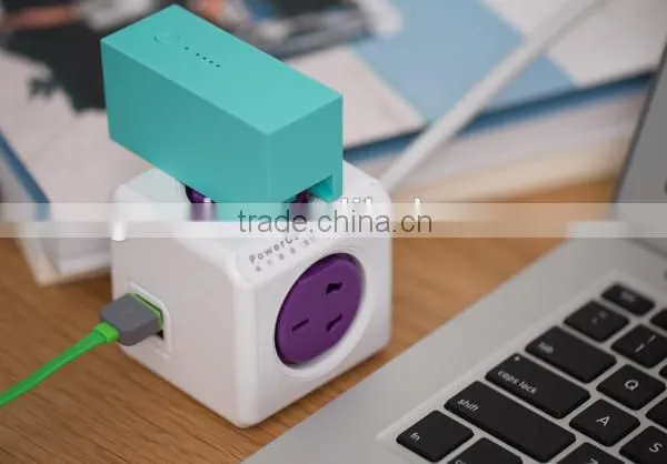Mini Portable Desktop Power Cube Socket With 2usb 2.1A Top Quality photo-2