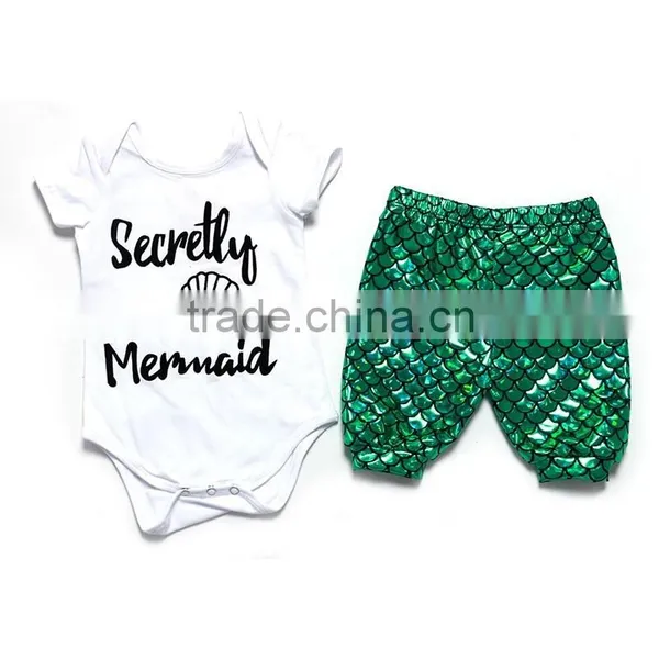 Newborn Baby Clothes Baby Bodysuit With Capri in Set Mermaid Outfits photo-4