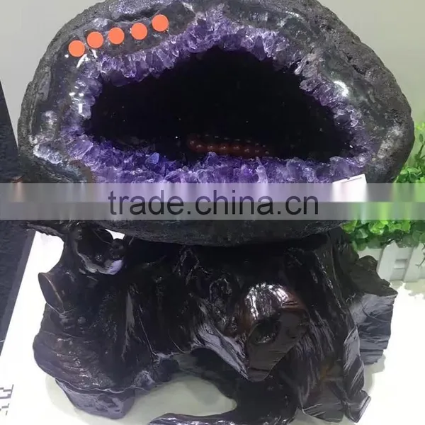 Natural Uruguay Purple Amethyst Quartz Crystal Geode Cluster photo-3