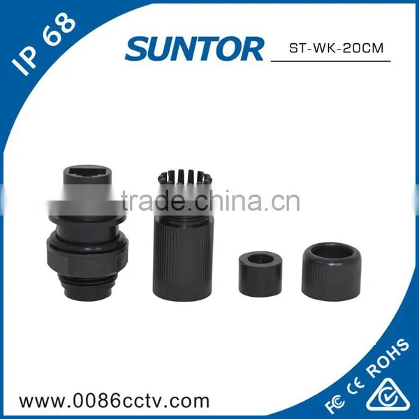 Black Outdoor ABS Meterial Waterproof RJ45 Ethernet Cable Connector IP 68