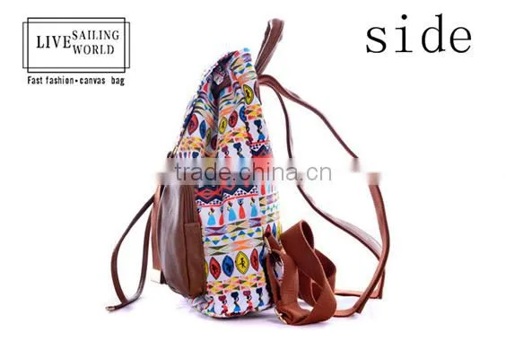 100% Factory Whole Sale Floral Fancy Ladies Canvas Backpack photo-3