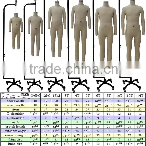 Kids Full Body Tailoring Mannequin for Clothes Fitting
