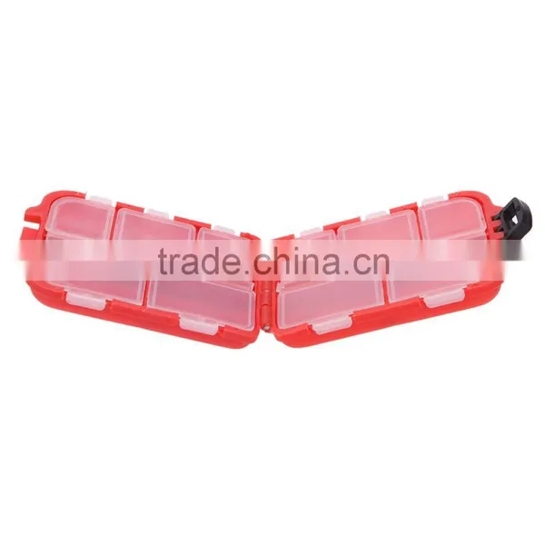 Fishing Tackle Box 10 Compartments Small Size for Fishing Hooks Swivels Beads Etc Red photo-4