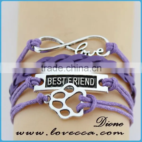 Wholesale Women Fashion Jewerly Braided Leather Infinitely Skull Bracelet photo-3