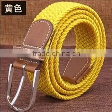 Colorful Elastic Stretch Woven/Braided Belt With Alloy Buckle