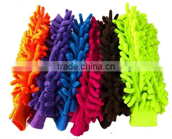 Microfiber Dual Sided Car Wash Mitts Multipurpose Dust Cleaning Brush , Professional Car Washing Brush Gloves photo-2