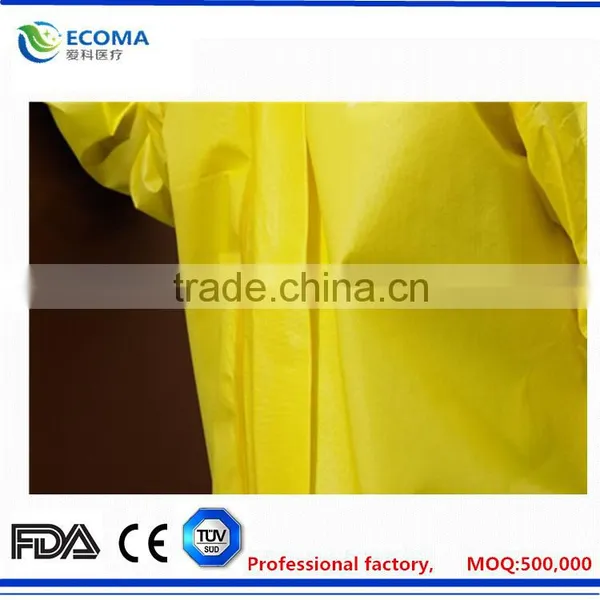 Lightweight Multi-Ply Latex Free, Regular/Large, Yellow (Pack of 50) Fluid Resistant Isolation Gowns photo-3