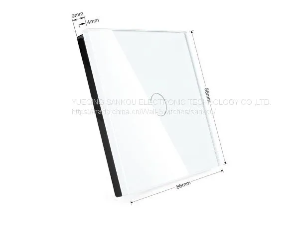 EU Standard One Gang Two Way Crystal Glass Panel With Red & Green LED Touch Switch photo-2