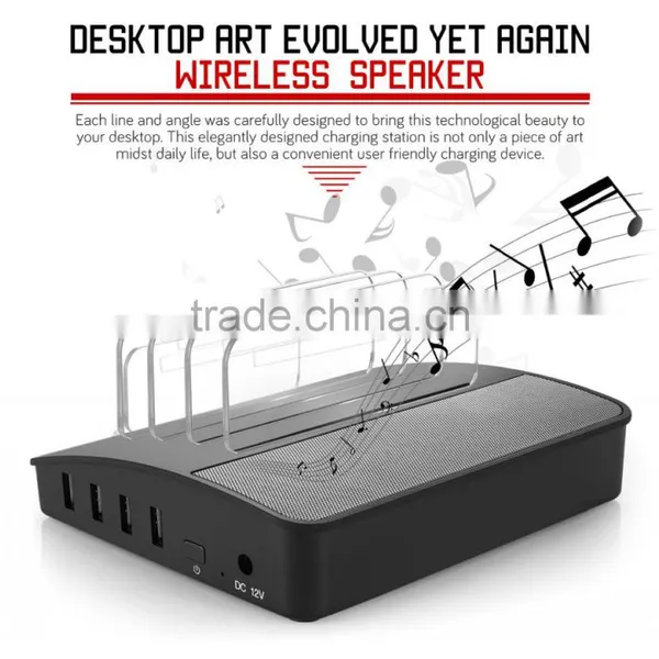 VOXLINK NEW 30W 4 Ports USB Charger Charging Station Dock With Bluetooth Wireless Speaker Function photo-3