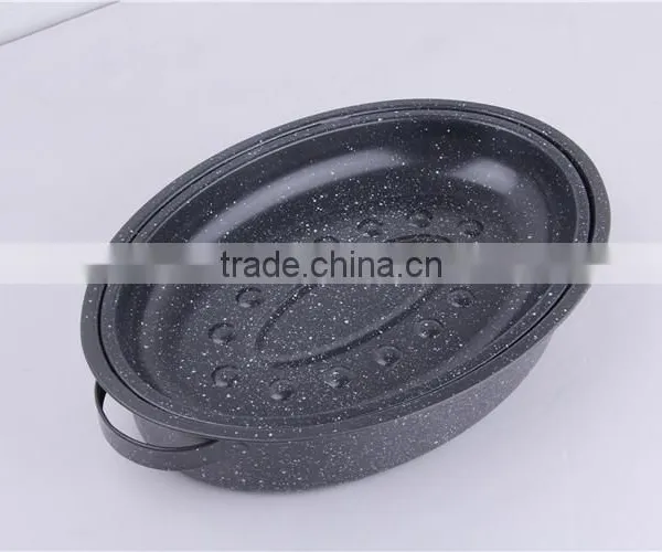 Safety Design Stoneline Enamel Coating Fish Turkey Roaster Pan photo-5