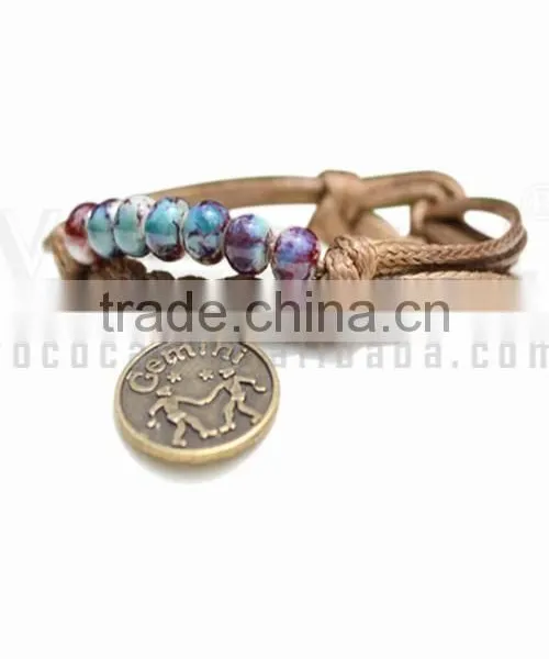 Handmade Wax Wire Ceramic Bead Bracelet photo-3
