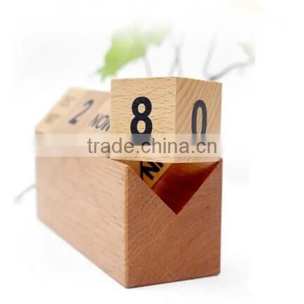 2017 Fashion Hot Sales Custom Beech Solid Wood Box Calendar,Custom Wood Table Calendar photo-4