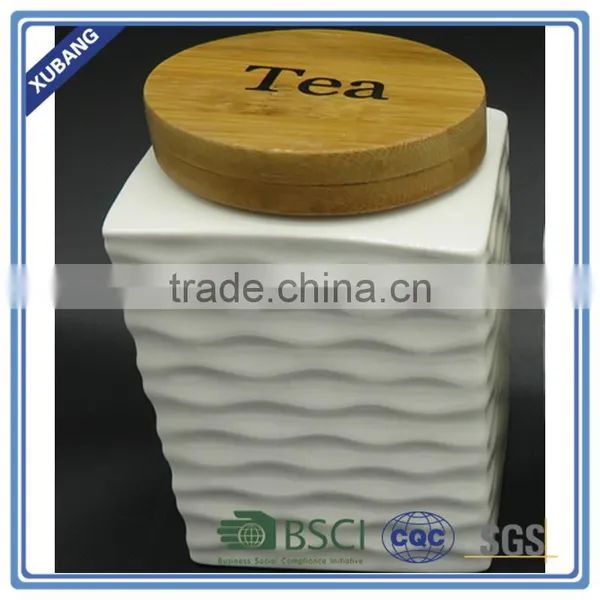 White Colour Coffee Sugar Tea Ceramic Storage Jar photo-3