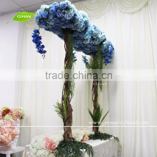 GNW FLW161018 Wedding Flower Arch Blue Floral Ceremony Backdrop for Wedding photo-2