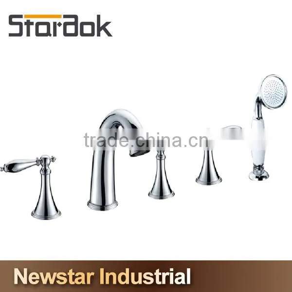Star.aok 2-Handle Deck-Mount Roman Tub Faucet With Handheld Shower in Brushed Nickel photo-2