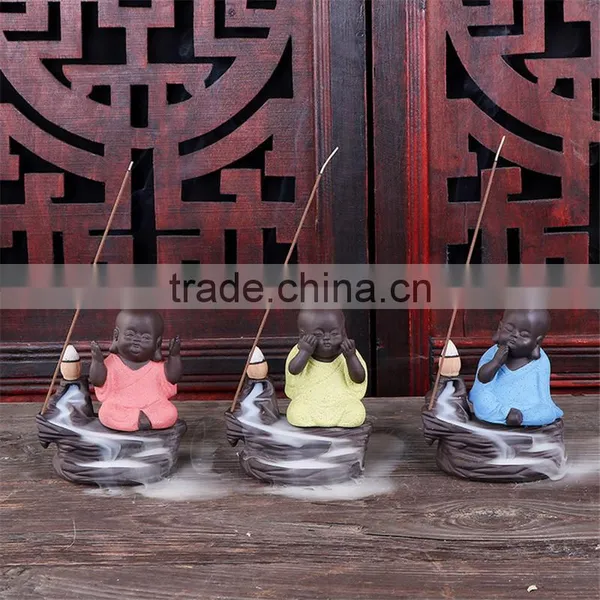 Colorful Ceramic Monk Burner Creative Decor Backflow Incense Crafts photo-6