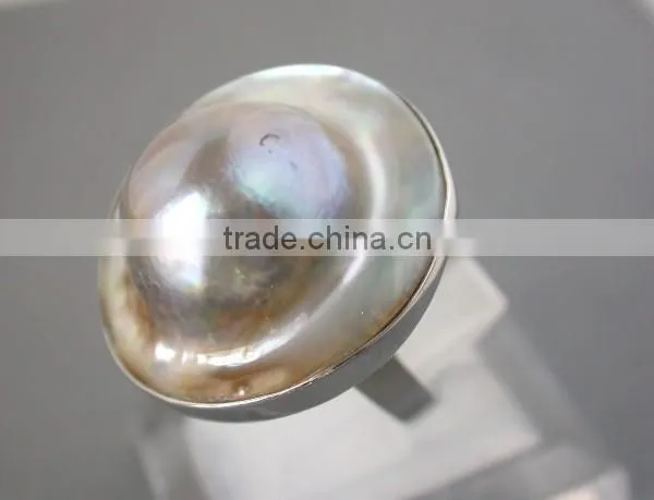 2014 Latest Fashion Mabe Pearl Rings With Sliver photo-2