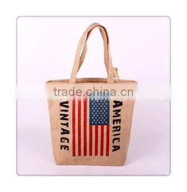 Jute and Hessian Hand Bag Can Print Any Country National Flag Design,storage Bags photo-2