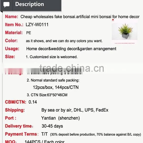 Cheap Wholesales Fake Bonsai.artificial Mini Bonsai for Home Decoration photo-5