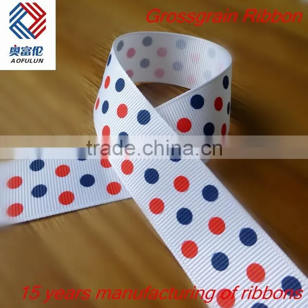 High Quality Polka Dot Printed Grosgrain Ribbon photo-3