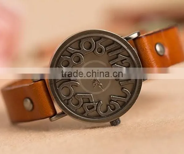 2015 New Vintage Watches for Women Men Leather Bracelet Quartz Watch Top Quality Woman Watches Digital Clock-BL020 Free Shipping photo-2