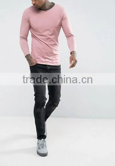 China Apparel Wholesale 2017 Fashion Men Raglan Long Sleeve Solid Color Fit T Shirts photo-3