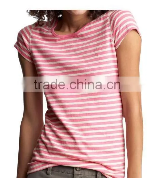 GIRLS STRIPED CREW NECK T SHIRT
