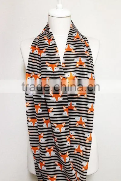 Fox Pattern Chiffon Infinity Scarf, Circle Scarf, Loop Scarf, Scarves, Shawls, Spring Fall Winter Summer Fashion Gift Ideas for photo-2