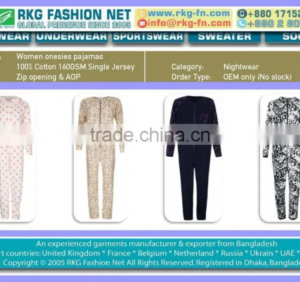 Women Cotton Jersey Onesies Over-all Pajamas