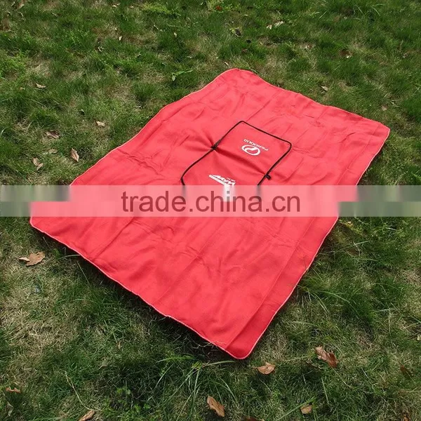 Red & Blue Printed Logo Car Company Gift Polar Fleece With Zipper Travel 2 in 1 Pillow Blanket photo-3