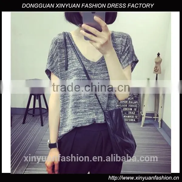 Loose Knitted t Shirt Wholesale China v Neck Women t Shirt