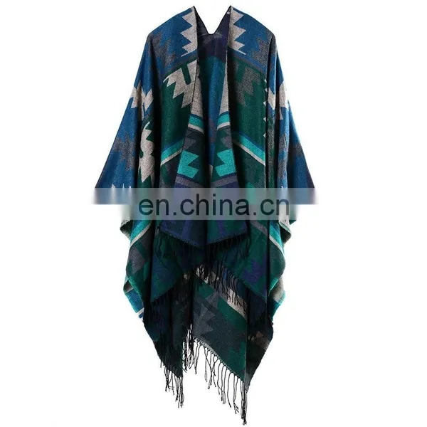 Cashmere Scarf Lengthened And Thickened Folk Style Travel Down Cape Cloak photo-6