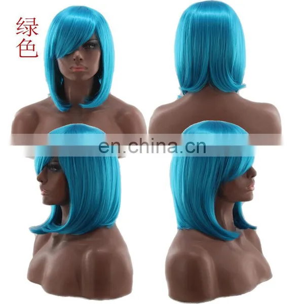 Fashion Party Blue Cosplay Wig Short Straight Synthetic Wig photo-3