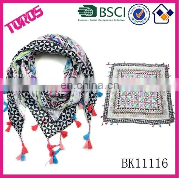 HIGH QUALITY WOMEN GIEN CHECK VISCOSE SQUARE SCARF