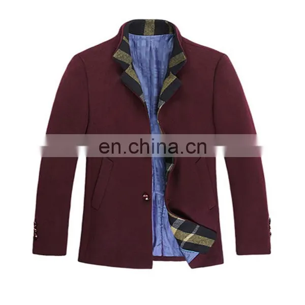 100% Wool Lapel Stripes Two Buttons Cheap Mens Designer Winter Coat photo-5
