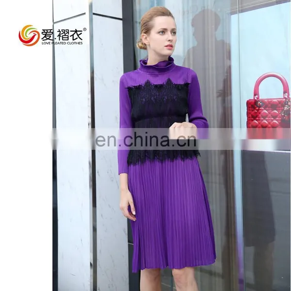 2017 Elegant Women Clothes Fake Two Pieces Bandage Dress With Lace Design photo-2