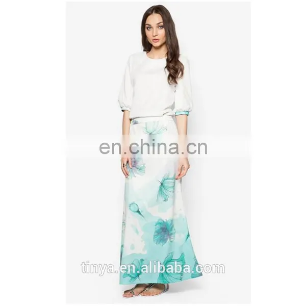 2017 Latest Fashion Print Baju Kurung Malaysia Peplum Islamic Clothing Muslim Dress photo-3