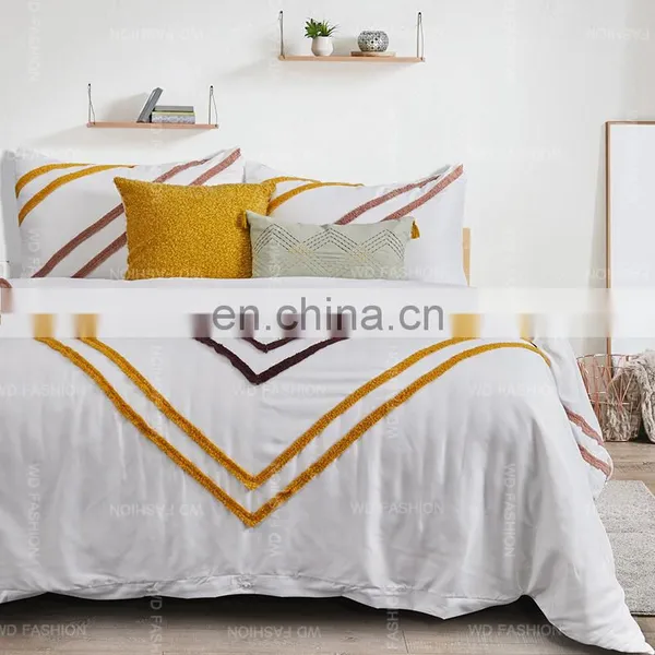 90gsm Washed Microfiber Tufting Embroidery Appliqued Duvet Cover Quilted Bedspread Bed Sheet With Comforter photo-2