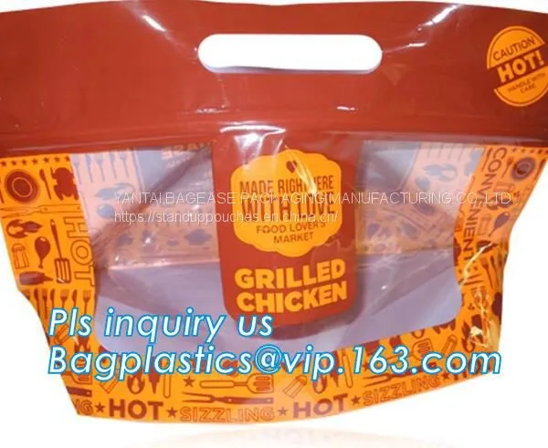 Barrier, Moisture Proof, Kraft Rotisserie Chicken Bags Hot Meal Packaging Deli Bag With Resealable Zipper Lock photo-5
