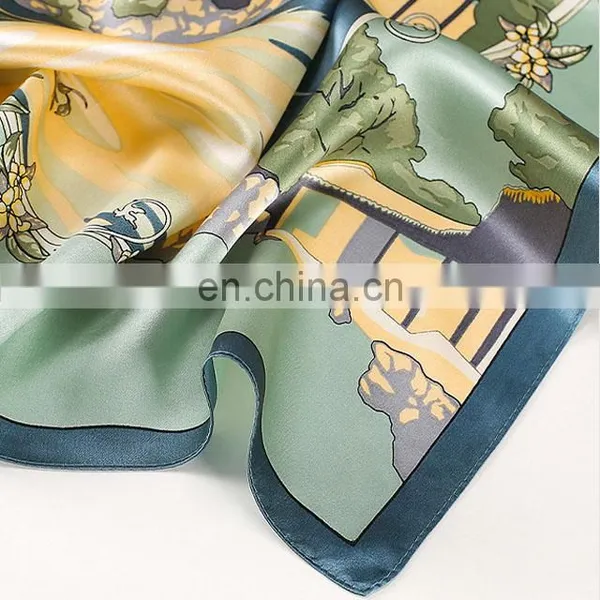 Luxury Vintage Unique Pattern Custom Square 100% Natural Silk Scarves For Women photo-2