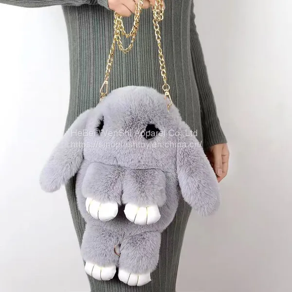 013New Faux Rabbit Hair Crossbody Bag, Plush Animal Backpack Faux Rabbit Hair Crossbody Shoulder for School Girls photo-5