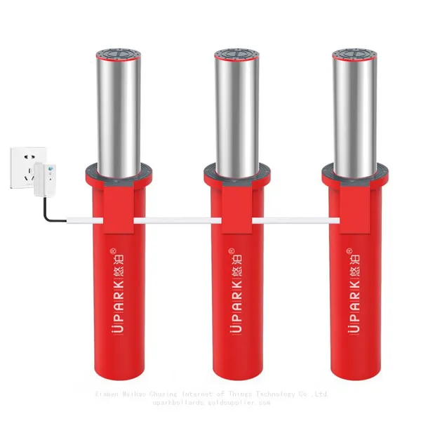 UPARK Electric Hydraulic Stainless Steel Bollard Price 219mm Remote Control Barrier LED Light Heavy Duty Bollards photo-2