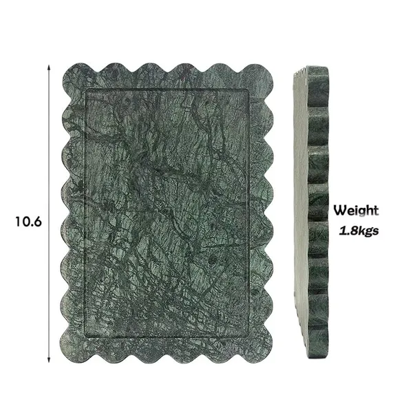 Popular Scalloped Green Marble Tray photo-2