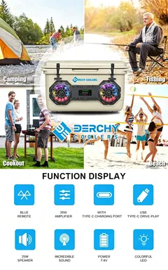 45L Durable Insulated Bluthtooth Speaker Cooler for Ice Fishing & Camping Waterproof PE Portable Cooler With Wheels photo-2