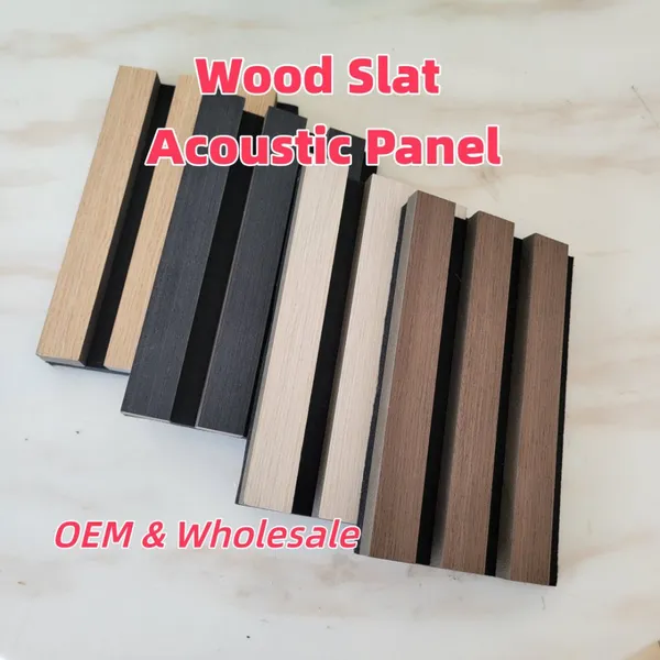 Wood Slat Acoustic Panel Akupanel MDF Oak Walnut Veneer Sound Absorbing Panel With PET Felt Backing for Wall Ceiling Interior Decoration