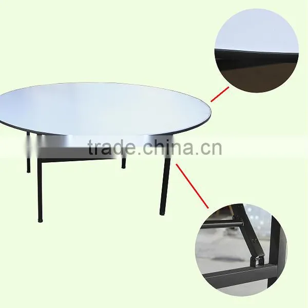 metal banquet foldable wooden top hotel round table set, banquet table